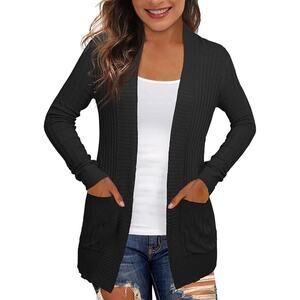 Redhotype Cardigan Women’s Medium M Open Front Pockets Black